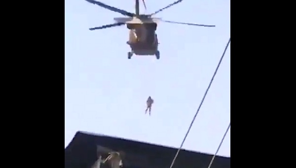 Black hawk man hanging